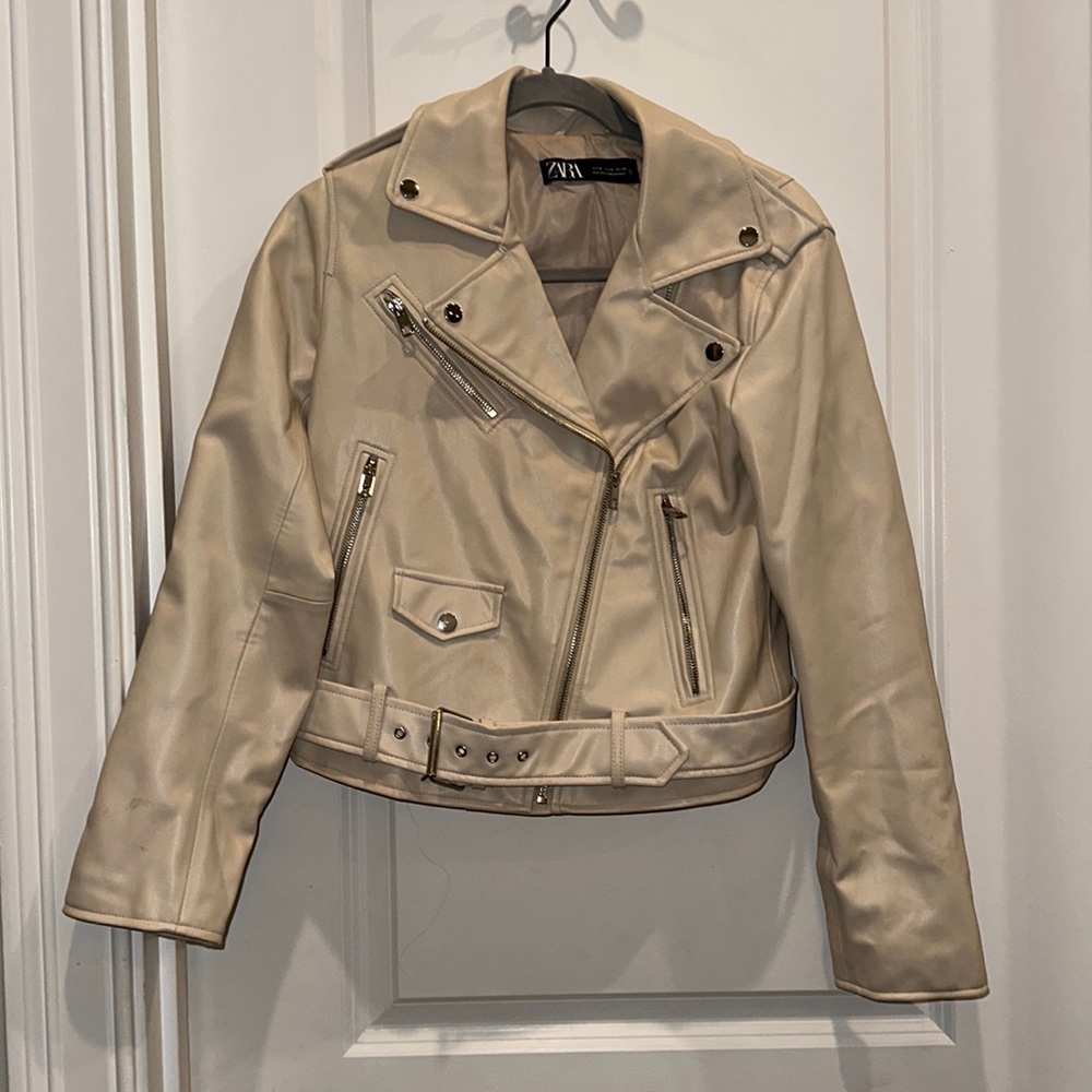 Cream leather jacket